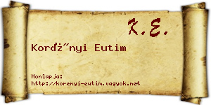 Korényi Eutim névjegykártya